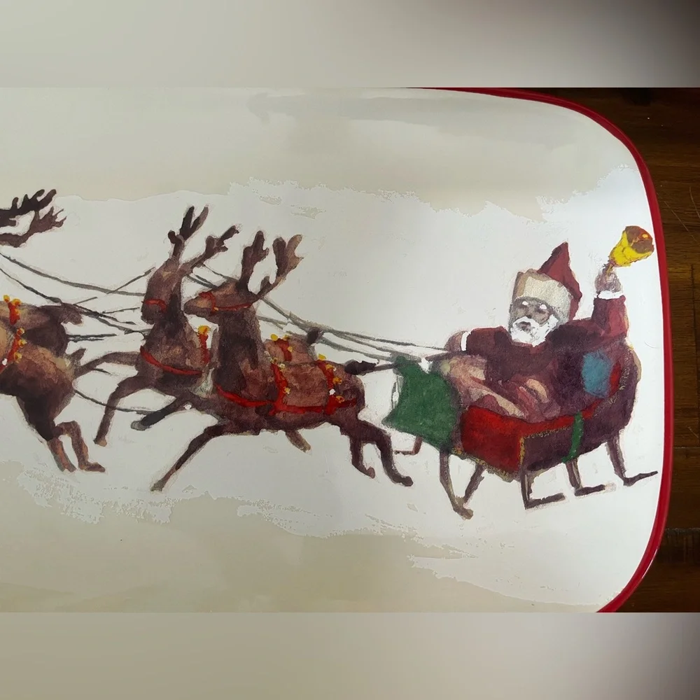 Williams Sonoma Santa & His Reindeer Platter